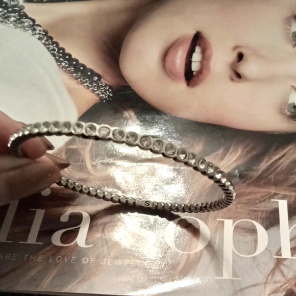 Lia Sophia French Dot Silver-tone Bangle Bracelet - Picture 3 of 4